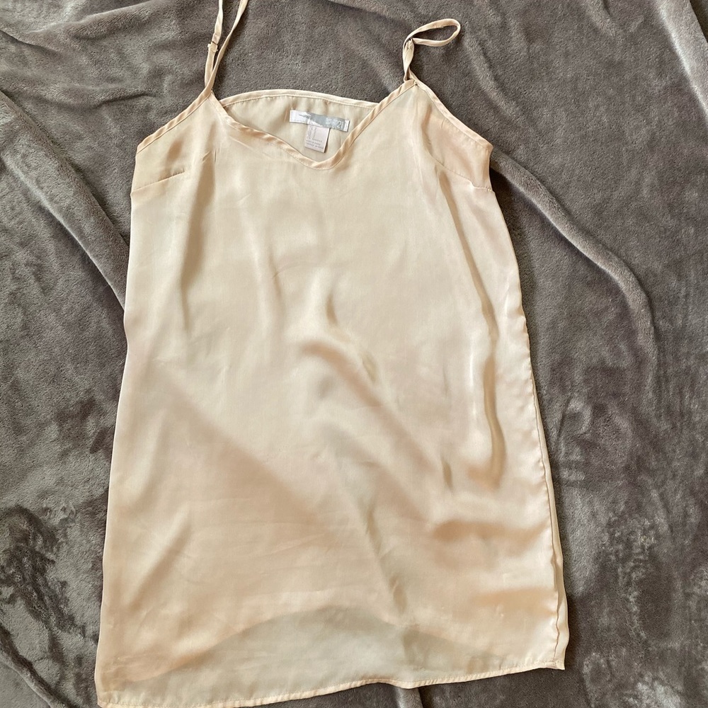 F21 Cream Satin Slip